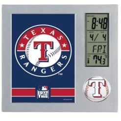 WinCraft TEXAS RANGERS OFFICIAL LOGO DESK CLOCK FRAME