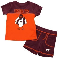 Colosseum Virginia Tech VT Hokies Infant T-Shirt And Shorts Boy's 2-Pc Set
