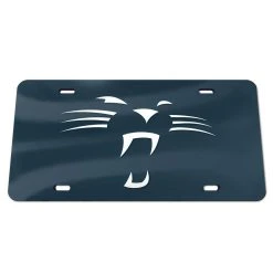 WinCraft Carolina Panthers Whiskers Black Acrylic Classic License Plate