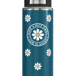 Tervis Life Is Good® - Teal Daisies Stainless Steel Wide Mouth Bottle With Deluxe Spout Lid