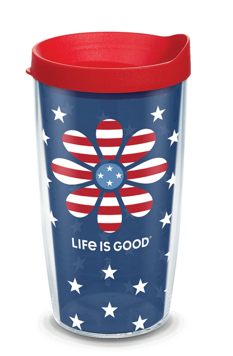 Tervis Life Is Good® - Daisy Stars And Stripes Wrap With Travel Lid