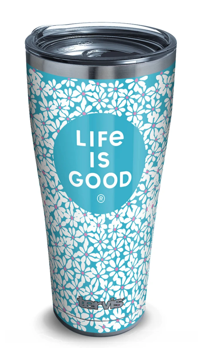 Tervis Life Is Good® - Small Daisies Stainless Steel With Slider Lid 4 Tervis Life Is Good® - Small Daisies Stainless Steel With Slider Lid - Image 2