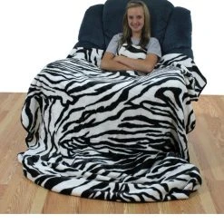 AtlanticCoastSports College Covers Throws Zebra Print 63" X 86" Soft Raschel Throw Blanket