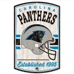 WinCraft Carolina Panthers / Classic Logo Retro Wood Sign 11" X 17" 1/4" Thick