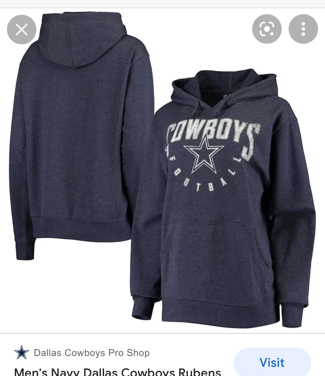 AtlanticCoastSports Dallas Cowboys Mens Rubens Fleece Pullover Hoodie